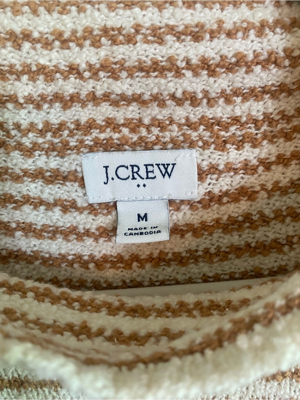 J. Crew Cream & Brown Striped Mockneck Sweater - Picture 7 of 10